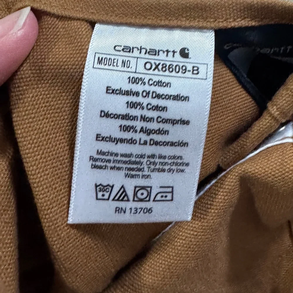Carhartt Canvas Bib‎ Overalls Baby 9M Brown NEW OX8609-B Loose Fit Snap Leg